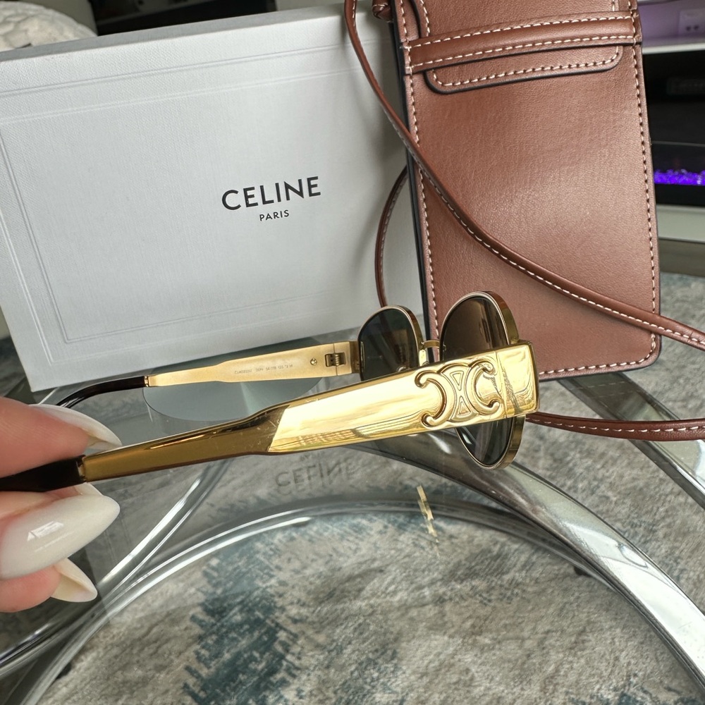Celine Black and Gold Oval Sunglasses - Picture 5 of 15